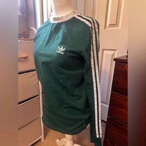 Adidas Green and White Sweatshirt